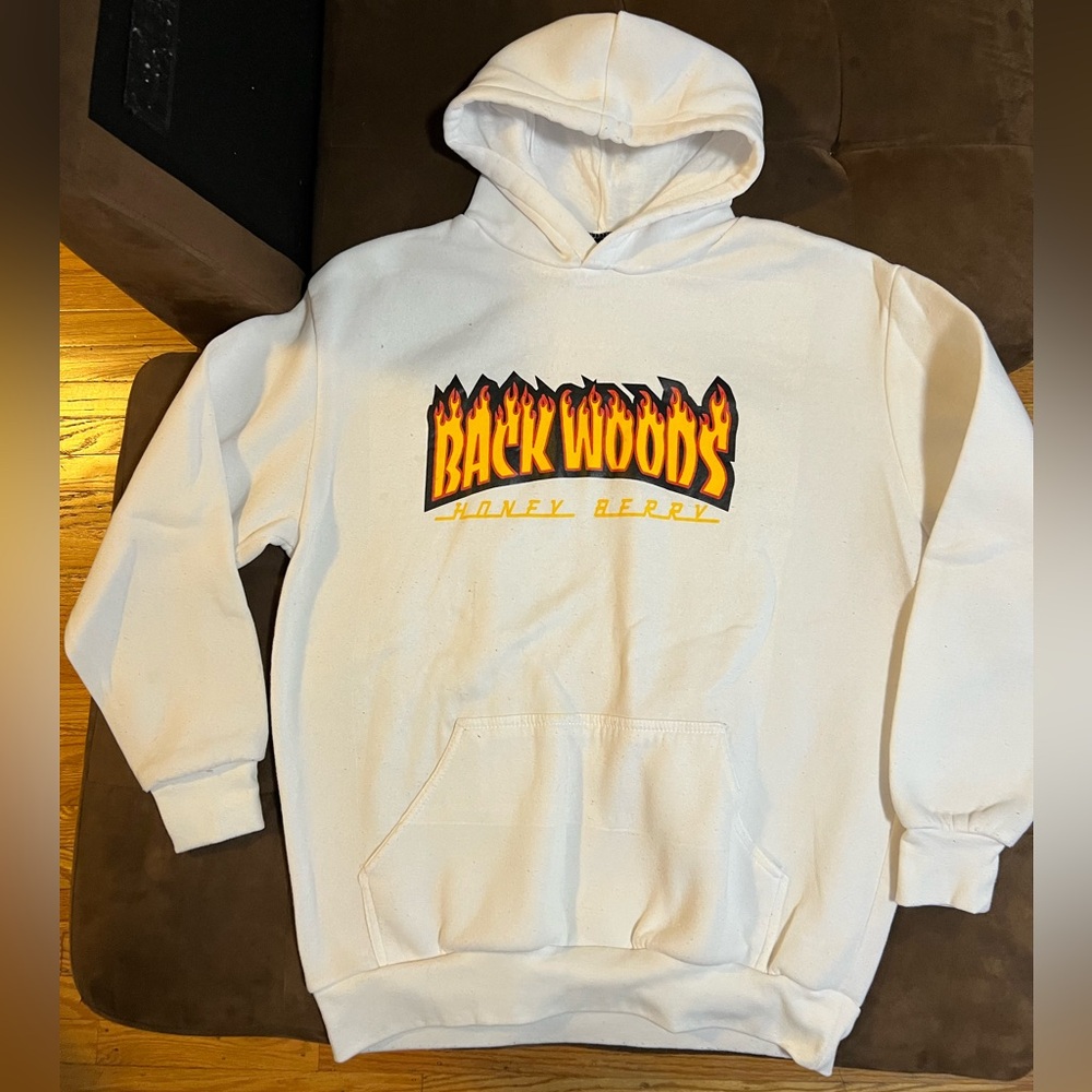 Original Deluxe White Flame Backwoods Hooded Sweater Size XL